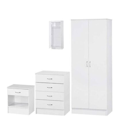 3 Piece Standard 2 Door Wardrobe Set in White