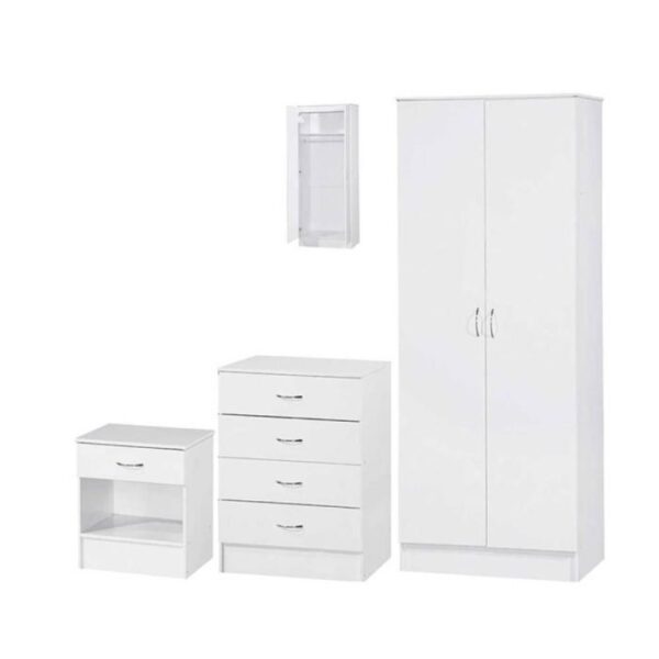 3 Piece Standard 2 Door Wardrobe Set in White
