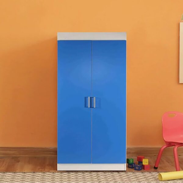 2 Door Wardrobe in White & Blue Finish