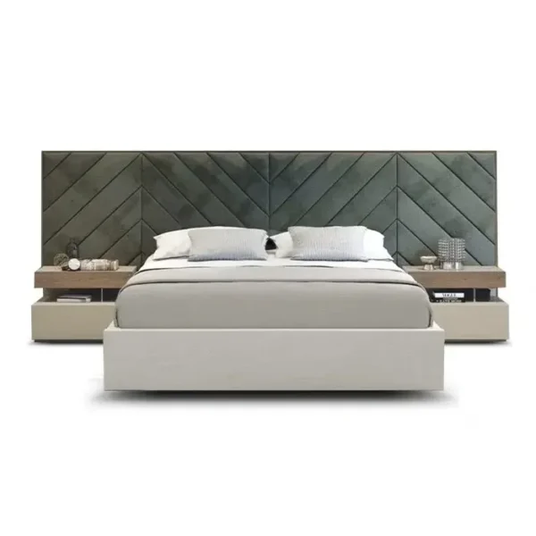 Cross Lines Tufted WallPanel Headboard Bed