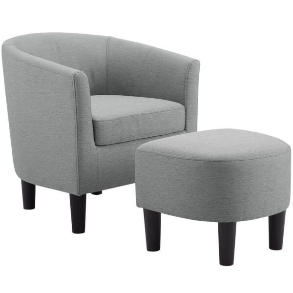 Camilla Fabric Barrel Chair with Ottoman Set