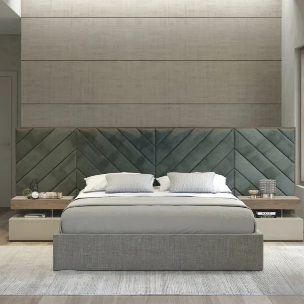 Cross Lines Tufted WallPanel Headboard Bed