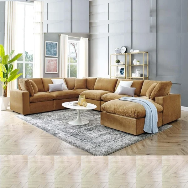Fabric Upholstered Sectional Sofa