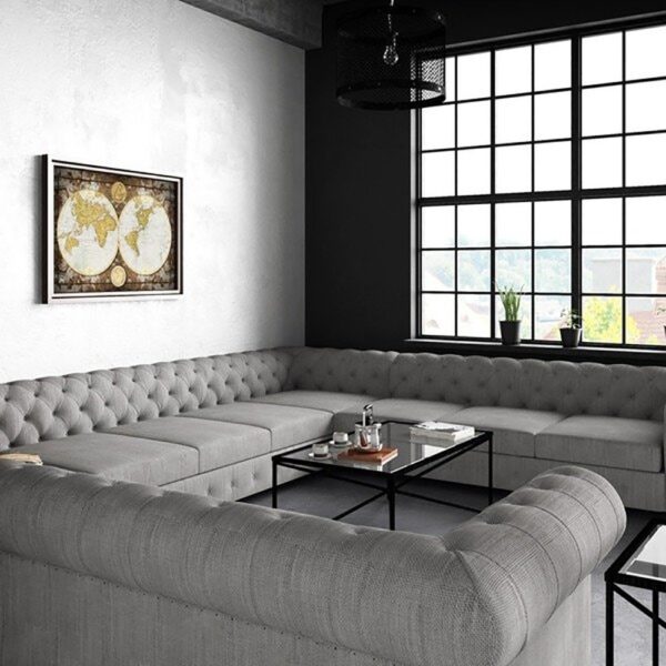 Garcia Tufted Linen U shaped Sectional Sofa