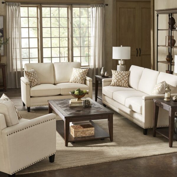 Hersfeld Ivory Fabric Sofa or Loveseat