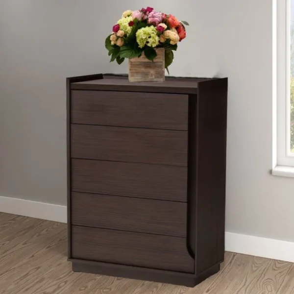 Queen Brown Finished 5-Drawer Chest