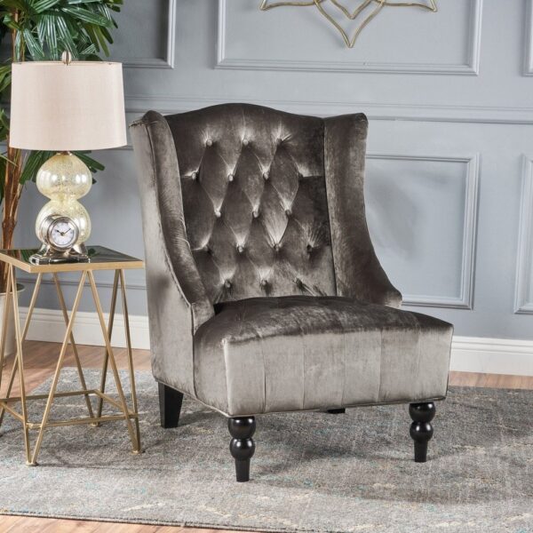 High-Back Velvet Club Chair