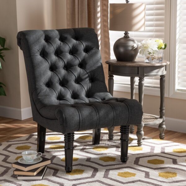 Fabric Upholstered Wood Accent Chair