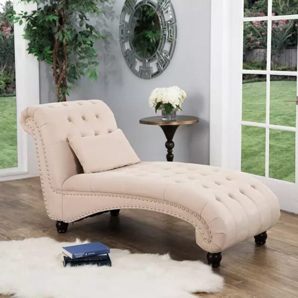 Tufted Chaise Lounge in Leather