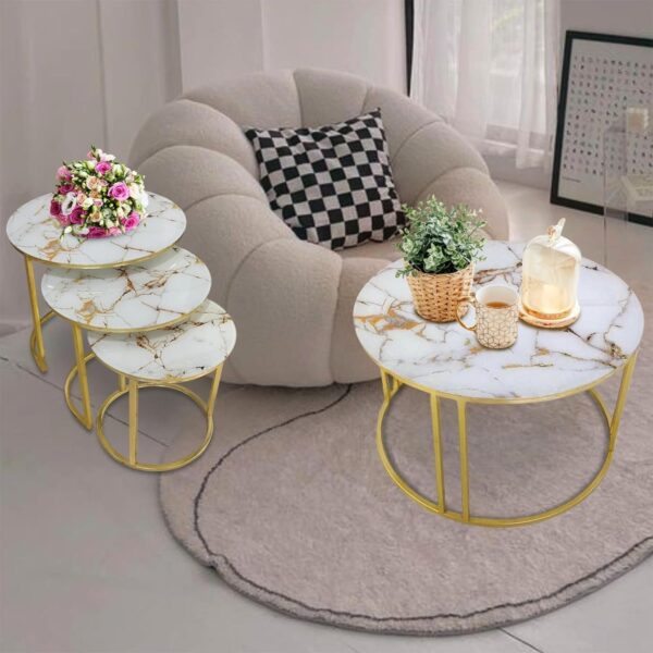 Center Table White and Golden