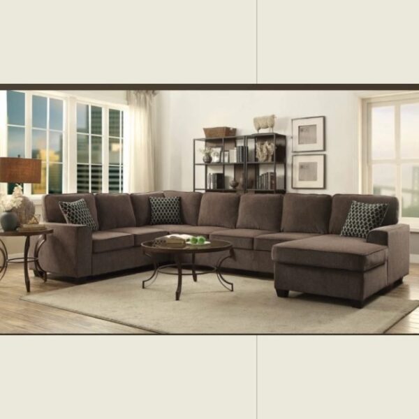 Contemporary Ivory Fabric Sectional Sofa