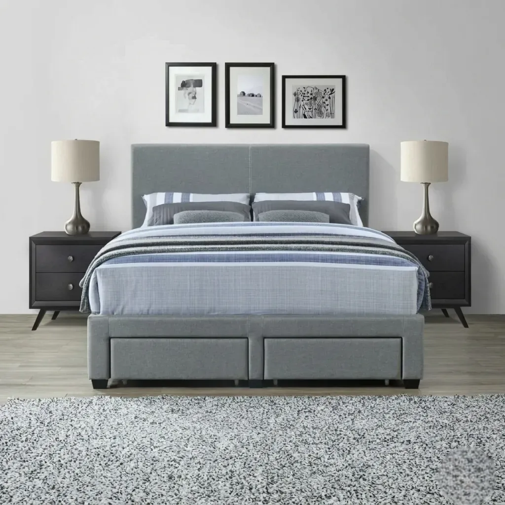Grey Upholstered Storage Bed