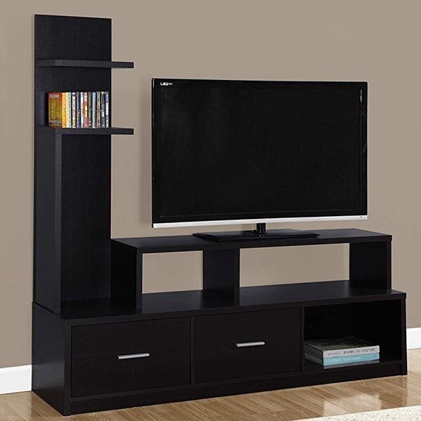 tv stand dark taupe with a display tower