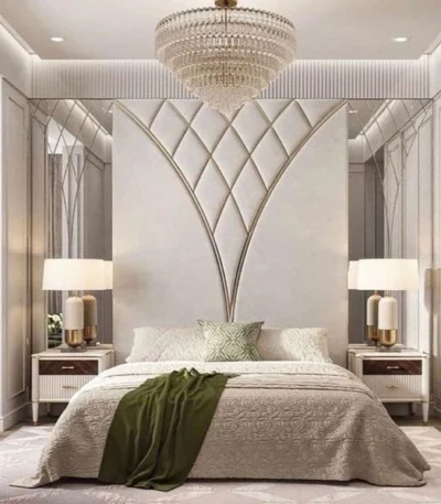 Luxury Diamond Pattern Upholstered Wall Panel Bed