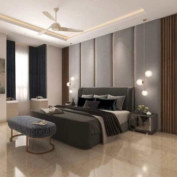 Modern Luxurious Bedroom Set with Elegant Lighting