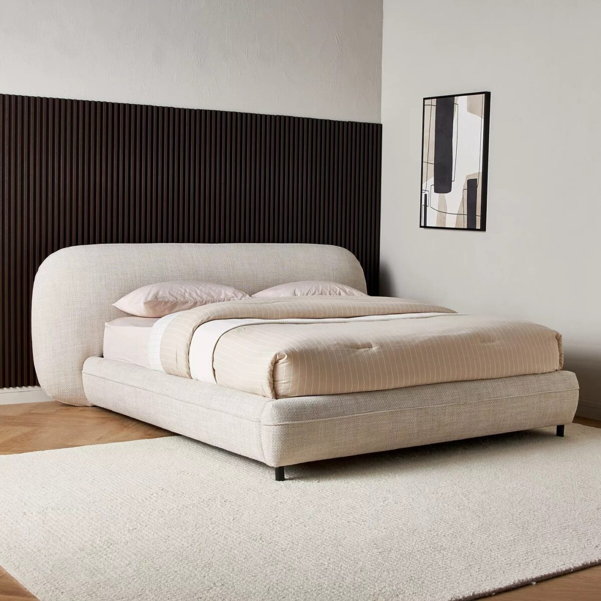 Luxury French King Bed 180x200 cm – Elegant Upholstered Frame