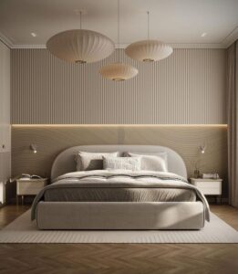 Luxury Upholstered Bed with Curved Headboard – Modern Design