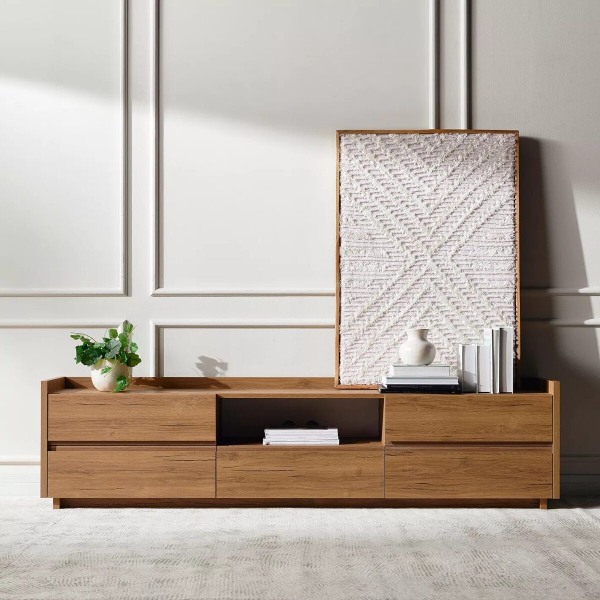 Modern Wooden TV Unit with Storage – Minimalist Media Console