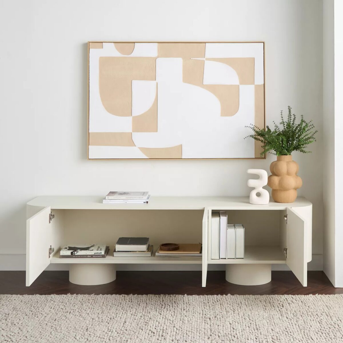 Modern White TV Stand with Storage – Sleek Media Console