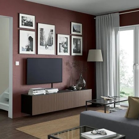 Modern Black-Brown TV Bench with Doors – Stylish Media Console