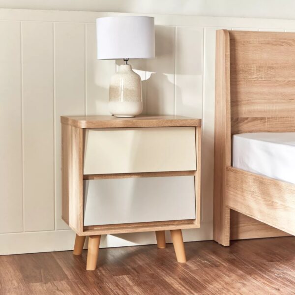 Modern Wooden Nightstand with Drawers & Scandinavian Design