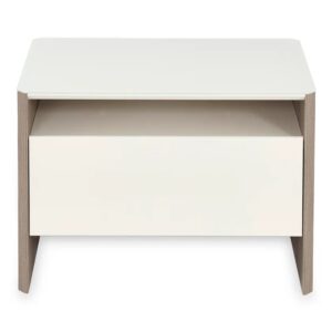 Modern Beige Nightstand with Single Drawer
