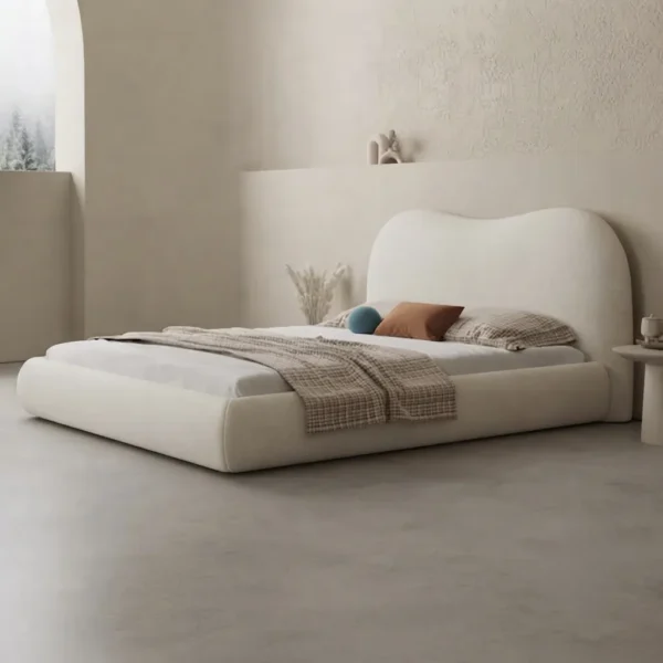 Bed with Cushioned Headboard