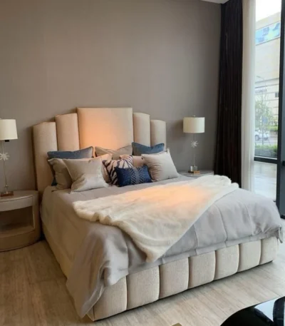 Wood and Velvet King Bed – Luxurious Comfort and Timeless Design