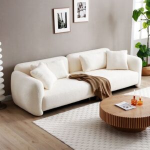 Boucle Fabric 2-Seater Sofa – Stylish & Cozy Comfort