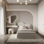 Curved Headboard Luxury Bed with Wall Panel