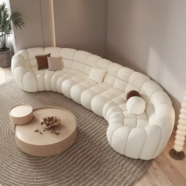 Luxury Cloud Bouclé Sofa – Cozy Curved Modern Sofa for Living Room