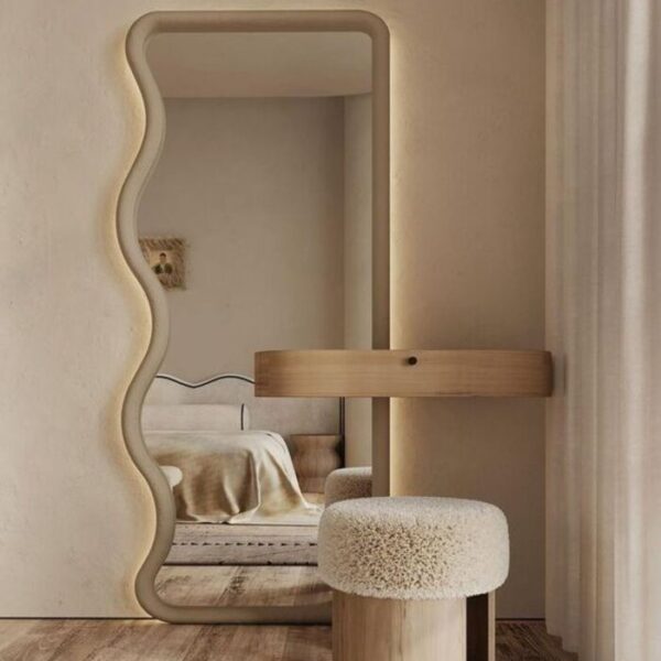 Modern Wavy Mirror Dressing Table Set