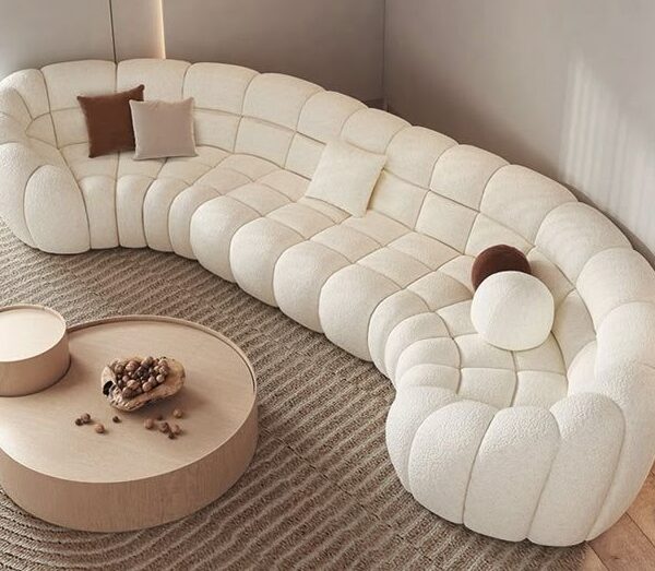 Luxury Cloud Bouclé Sofa – Cozy Curved Modern Sofa for Living Room