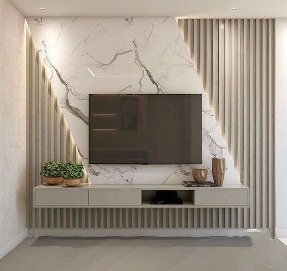 Marble Panel TV Wall Unit