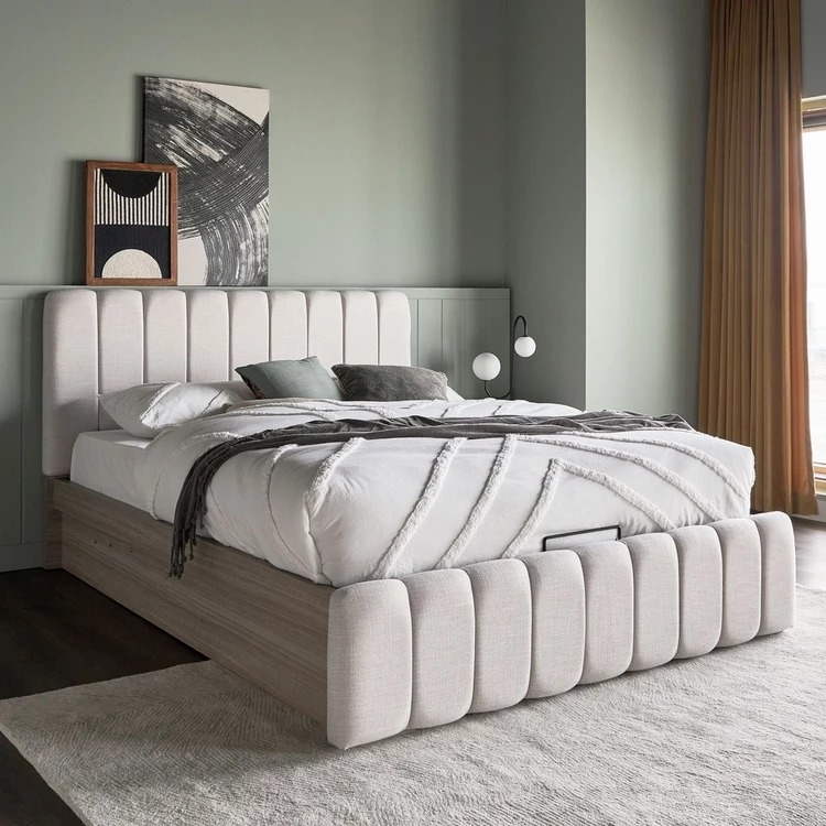 Modern Upholstered Bed with Storage – King Size Platform Bed Frame