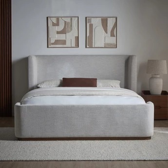 Wingback Upholstered King Bed