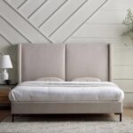 Modern Upholstered Wingback Bed Frame – King Size