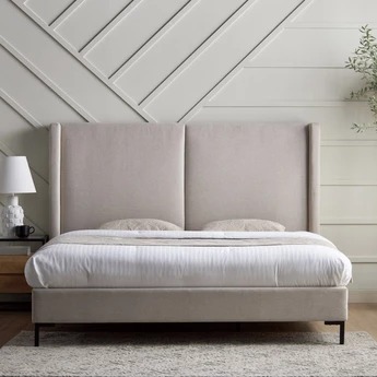 Modern Upholstered Wingback Bed Frame – King Size