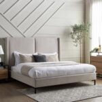 Modern Upholstered Wingback Bed Frame – King Size