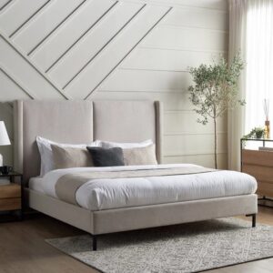 Modern Upholstered Wingback Bed Frame – King Size