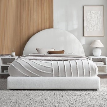 Half Moon Headboard Platform Bed