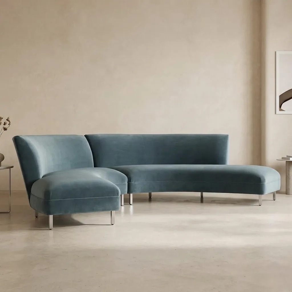 Melvano VelvetLine Arc Sectional Sofa