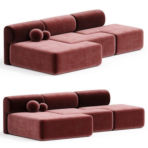 Ruby Wine Velvet Contour Sofa