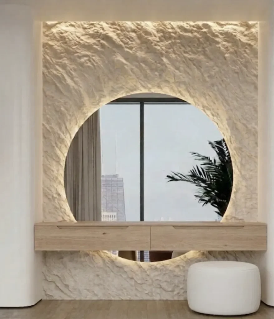 Celeste Dresser with Backlit Round Mirror