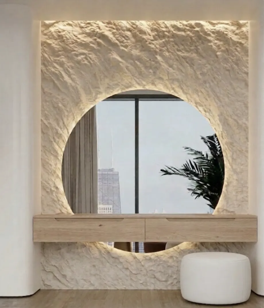 Celeste Dresser with Backlit Round Mirror