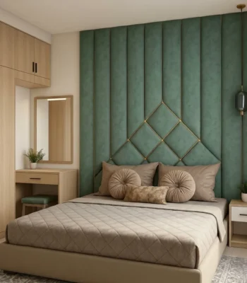 Emerald Green Accent Wall Panel Bed