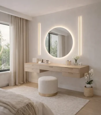 AuraBeige Wall-Mounted Vanity with LED Mirror