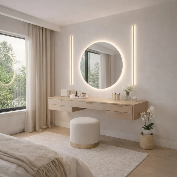AuraBeige Wall-Mounted Vanity with LED Mirror