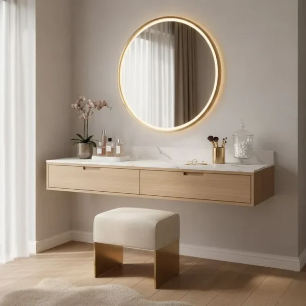 Almilia Floating Makeup Dresser With Mirror