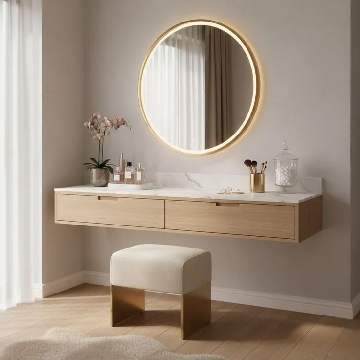 Almilia Floating Makeup Dresser With Mirror